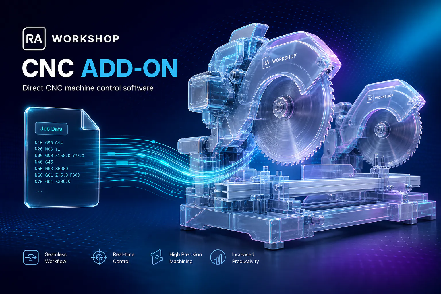 RA Workshop CNC machine integration in liquid glass