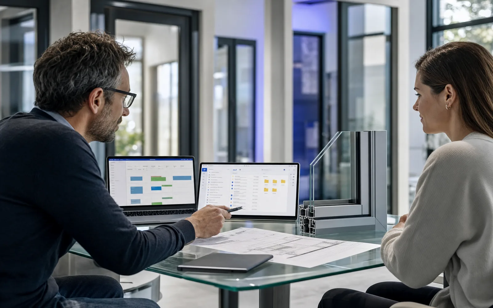 Интеграция с Google Workspace с Gmail, Drive и Calendar вътре в workspace за производство на дограма